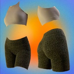 🐆 Aritzia Yoga High Rise Shorts (Black Cheetah Pattern)